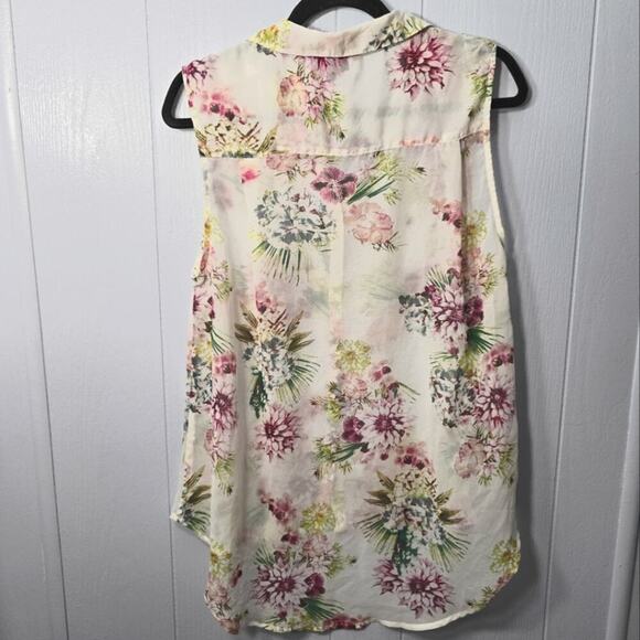 H&M Sheer Floral Button-Down Sleeveless Blouse Size 12 Fairy core Cottage Core - Picture 2 of 6